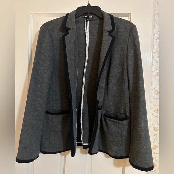Express Gray with Black Trim Blazer in Size Large - Picture 2 of 8